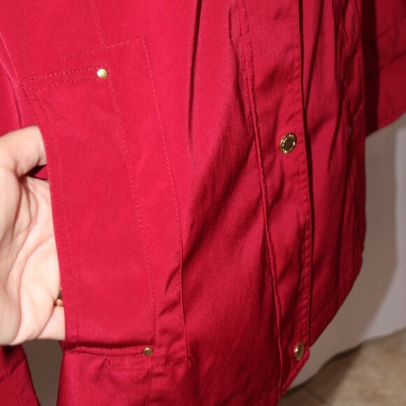 Gallery Petite Cranberry Red Hooded Raincoat - Picture 4 of 16